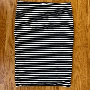 H&M Black and White Striped Pencil Skirt